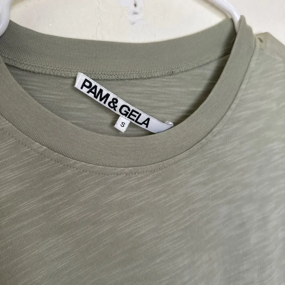 Pam & Gela Long Sleeve Shirred Dress Matcha Green Size Small - Picture 10 of 13